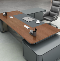 Ensemble de bureau pour la maison moderne CEO Spanish Art Style noyer réglable avec détails en cuir brossé