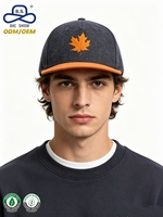 Gorra Snapback Personalizada OEM ODM de Lana, Algodón y Poliéster con Estampado de Hoja de Arce, Gorra Plana de Hip Hop para Hombre y Mujer
