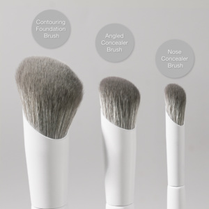 Juego de Tres Brochas de Maquillaje para Base, Corrector y Colorete, Color Personalizado, Logotipo Privado, Mango de Madera, Virola Metálica, Brocha de un Solo Color - Product Image 3