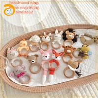 Hochet pour bébé fait main, créatif, tricoté à la main au crochet, motifs Lion, Éléphant, Ours, Élan, jouet pour enfant, hochet de dentition, cadeau