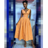 Robe d'été décontractée sans manches pour femme, imprimée, coupe trapèze, col en V, grande taille, tendance, qualité supérieure, vente en gros pour boutiques