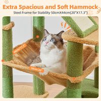 Arbre à chat Cactus extra large pour intérieur, 2 condos, 2 perchoirs, hamac confortable, griffoir durable, 8 poteaux en sisal