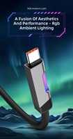 Câbles de données USB-C vers C 5A à charge rapide PD 100W PD 27W, 1m 2M, en nylon tressé, type C RGB