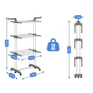 SANIPRO Séchoir à <span class=keywords><strong>linge</strong></span> pliable 4 niveaux de <span class=keywords><strong>bonne</strong></span> qualité, support de rangement pour serviettes, étendoir à vêtements mobile - Product Image 6