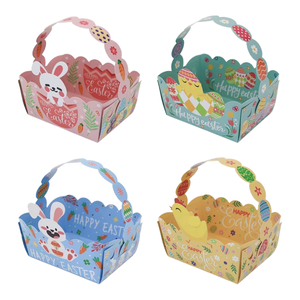 Caja de Regalo Portátil de Pascua con Forma de Conejo y Pollito, Creativa, Azul, Ecológica, con Forro de Esponja, Papel Resistente, Materiales Reciclados, Dulces - Product Image 2