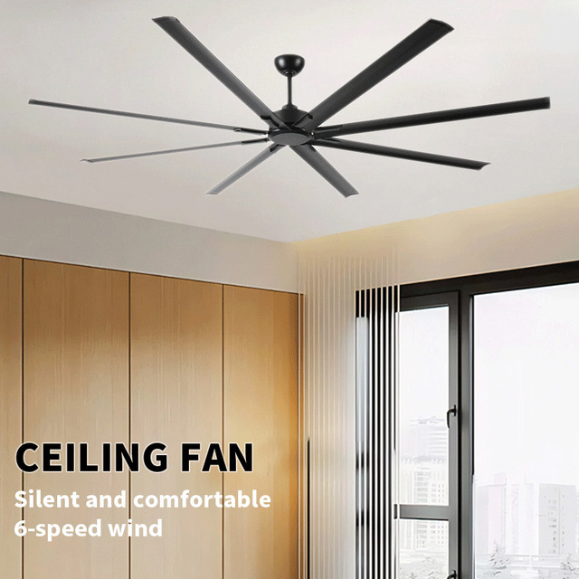 96 Inch No Light HVLS Industrial Ceiling Fan 8 Aluminum Alloy Blades DC Inverter Motor Electric Remote Control Hotel Use OEM ODM