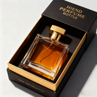 Ensemble cadeau de flacon de parfum en verre carré de luxe avec corps transparent épais et bouchon en métal pour emballage de parfum personnalisé, boîte et sac