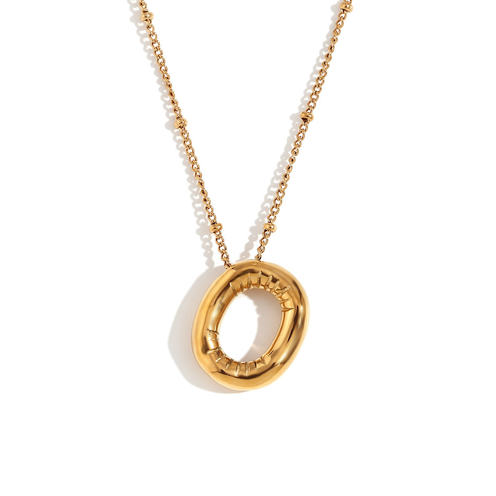 Party Balloon Letter Pendant Necklace - Gold -O