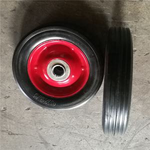 Roue en caoutchouc solide durable de <span class=keywords><strong>6</strong></span> pouces diamètre de 150mm <span class=keywords><strong>6</strong></span> "x 1.5" produit en caoutchouc de jante en acier rouge - Product Image 6