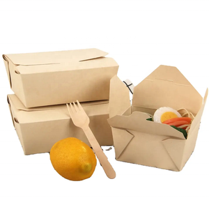 Eco-Friendly Bamboo Paper Food Container Biodegradable Takeaway Packaging Box for Fast Food