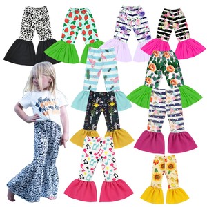 2023 Hot kids cheetah cow prints pants girls baggy long bell bottom pants leggings per <span class=keywords><strong>bambina</strong></span> <span class=keywords><strong>pantaloni</strong></span> per l'estate - Product Image 1