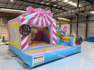 Château gonflable à thème bonbons de qualité commerciale, maison gonflable à bonbons pour décoration de mariage en plein air, trampoline pour enfants pour le jeu, location commerciale - Product Image 2