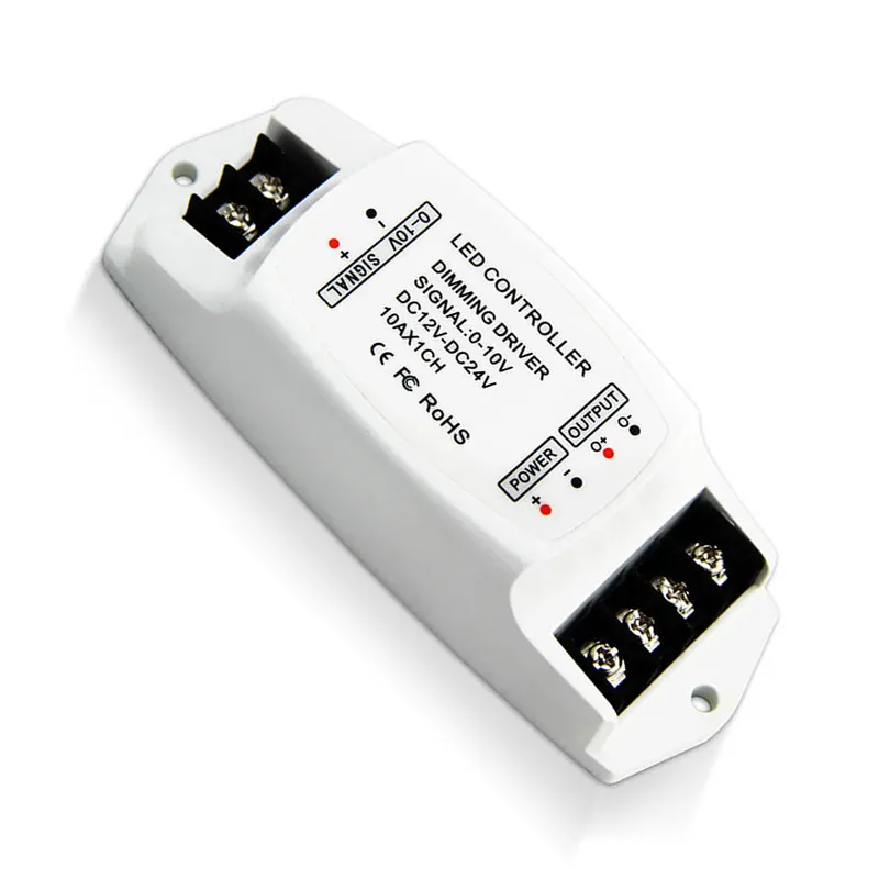 Contrôleur de gradateur de bande de LED à canal unique convertisseur de Signal de gradation DC 12V 24V 10A pour les sorties PWM à tension constante de 0/1-10V