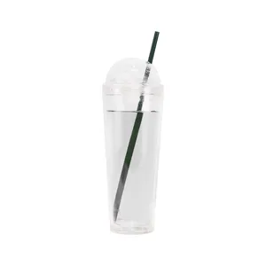 24oz Double Wall Acrylic Clear Plastic Tumbler Cup With Straw High Quality Kids' Mugs For Sale