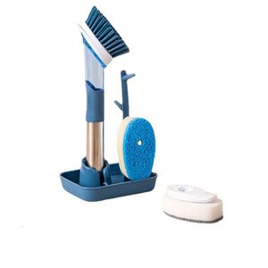 Multifunctional 4-in-1 Plastic Liquid Pot Cleaning Brush Long <b>Handle</b> Kitchen <b>Sponge</b> for Oil Wash Polish - Product Image 5