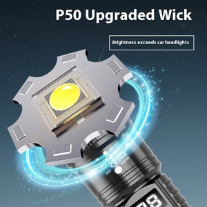 Torcia portatile ricaricabile USB ricarica rapida P50 Lampwick batteria agli ioni di litio Ultra luminosa per campeggio di emergenza - Product Image 2