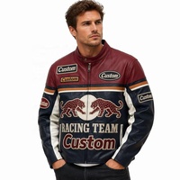Chaqueta de Motociclista de Cuero Vacuno de Primera Calidad OEM, Personalizada con Apliques Gráficos Simétricos de Doble Leopardo y Bordados