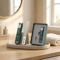 Ensemble de manucure 2 pièces avec coupe-ongles en U et lime à ongles, étui de rangement compact pour adultes, pour la maison et les voyages