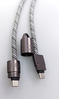 Kabel pengisi daya, tali gantung mode trendi 2-in-1 60w 3a hitam nilon kepang kabel pengisian daya ponsel Lanyard selempang kabel Tipe c pengisian cepat