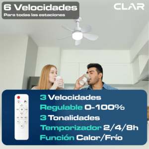 Ventilatore da Soffitto Regolabile CCT 52cm con Attacco E27, Telecomando e Luce Dimmerabile per Uso Interno - Product Image 3