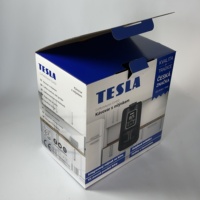 Caja de Cartón para Embalaje de Productos Electrónicos, Impresión Offset CMYK de 4 Colores, Resistente, Biodegradable, con Recubrimiento UV Único, Azul, para Pedidos al por Mayor