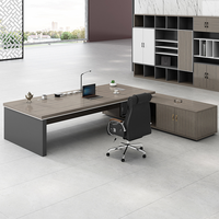 Bureau de direction moderne en forme de L en bois, design modulaire convertible, couleur teck, mobilier commercial