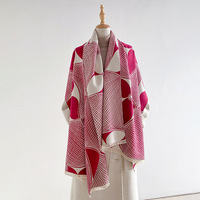 Écharpe longue chaude d'hiver 185 cm pour femme, châle en cachemire, motif abstrait coréen, couleur contrastante, écharpe tour de cou