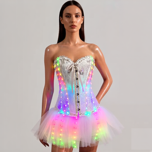 Chaleco de <span class=keywords><strong>lentejuelas</strong></span> con luz LED para mujer, chaqueta ajustada brillante, cárdigan con brillo, tops brillantes para fiesta disco vaquera - Product Image 1