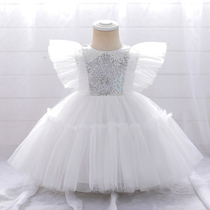 Phong Cách Châu Âu Sáng Bóng Công Chúa Cô Gái Bên Dresses Màu Xanh Lá Cây Fluffy Lưới Bé Gái Sinh Nhật Dresses Một Năm Phép Rửa Tuổi Ăn Mặc - Product Image 5
