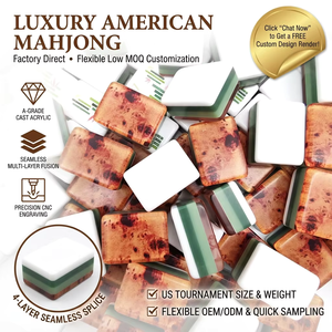 Juego de Mahjong Americano de Acrílico de 4 Capas con 160 Fichas |   Diseño de Cristal Ligero |   Mariposa Azul con Rayas Verdes |   Envío Rápido OEM - Product Image 1