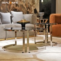 Ensemble de tables basses gigognes extensibles de luxe moderne, plateau en métal stratifié noir, cadre en nickel miroir, taille personnalisable, salon