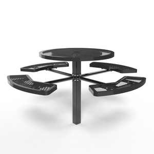 Tavolo da Giardino/Esterno OEM 46\" NERO con Sedie, Montaggio a <span class=keywords><strong>Terra</strong></span>, Rete Metallica Espansa Rotonda, Set da 4 Posti - Product Image 2