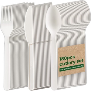 Offre Spéciale : Ensemble de Couverts Jetables Biodégradables en Amidon de Maïs (Couteau, Fourchette, Cuillère) – Compostables - Product Image 1