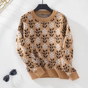 Offre Spéciale dames Floral Jacquard <span class=keywords><strong>pull</strong></span> <span class=keywords><strong>pull</strong></span> à manches longues tricots pour l'automne Style décontracté avant <span class=keywords><strong>pull</strong></span> en tricot <span class=keywords><strong>fait</strong></span> à la <span class=keywords><strong>main</strong></span> - Product Image 6