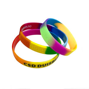 新しいデザインカスタムシリコーンブレスレット広告ギフトセグメント虹シリコンリストバンド - Product Image 2