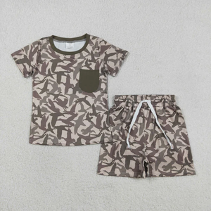 Ensembles d'été pour bébés garçons : T-shirts à manches courtes motif cerf et canard, et shorts à poches camouflage – Tenues de chasse pour enfants - Product Image 5