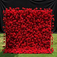 Mur de fleurs artificielles en soie douce, roses rouges faites à la main, pour les mariages, les fêtes, les photobooths et les décorations de la fête des mères