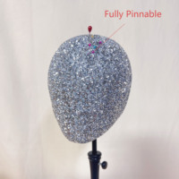 DE-LIANG Mannequin de tête de haute qualité pour la mode, avec support en acier argenté et diamant, pour présentation de chapeaux et perruques, base en mousse