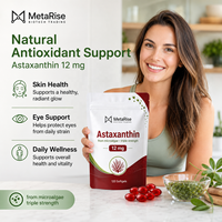 Gélules d'astaxanthine 500mg, 120 unités, service de marque personnalisée OEM/ODM, complément antioxydant, soutient l'énergie, durée de conservation 24 mois, 90g pour tous
