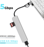 Nouveaux Arrivages Station d'Accueil et Hub USB-C 7-en-1 en Alliage pour Ordinateur avec Multiples Ports Concentrateurs