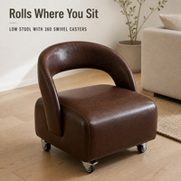 Tabouret roulant avec roulettes universelles silencieuses, dossier, petit banc pour salon, maison, changement de chaussures