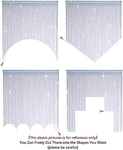 Polyester Translucent Tulle String <strong>Curtains</strong> 100x200cm <strong>Single</strong> Colour Glitter for Weddings All-Season 2-Piece Door Home Use - Product Image 3