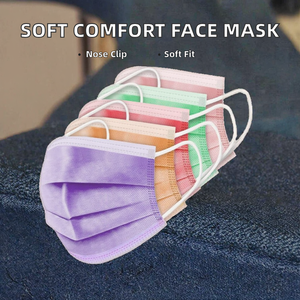 Masque facial jetable à couche intérieure douce, hypoallergénique, 300 pièces, prix d'usine, tissu non tissé GB/T 32610, bleu, blanc, rose, violet - Product Image 2