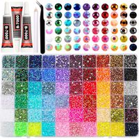 Lot de strass électroplaqués multicolores 60-48-40 pour nail art, effet stroboscopique, pour DIY