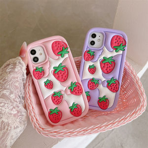 เคสซิลิโคนลายสตรอเบอร์รี่3D การ์ตูนเกาหลีแสนอร่อยสำหรับ <span class=keywords><strong>iPhone</strong></span> 14 PRO MAX 11 12 13 XS XR 6 7 8 <span class=keywords><strong>PLUS</strong></span> เคสลูกกวาดสุดสร้างสรรค์ - Product Image 1