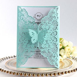 Tarjeta de felicitación de boda con corte láser, tarjeta de invitación festiva de color azul intenso, tarjeta de felicitación con diseño europeo, invitación de boda con patrón europeo - Product Image 5