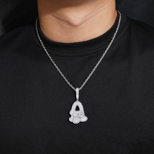 Collier Hip Hop et Pendentif Lettre pour Sac à Main en Argent S925 avec Moissanite Incrustée, Personnalisable A-Z, pour Femmes et Hommes, Stock Euro/US Prêt à l'emploi - Product Image 3