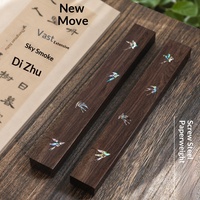 Presse-papiers en bois massif Lanzhai avec incrustation de nacre, règle de calligraphie pour débutants - Outil d'étude de la peinture traditionnelle chinoise