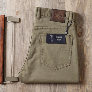 Pantaloni Casual da Uomo di Lusso Leggero, Color Caffè, Gamba Dritta, alla Moda, a Vita Media, per Business - Product Image 1