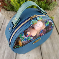 Pochette Ronde en PVC pour Pinceaux de Maquillage, Boîte de Rangement pour Soins des Ongles et de la Peau, Trousse de Toilette, Emballage Zippé, Mini Sac Cosmétique Personnalisé en Similicuir pour Rouge à Lèvres